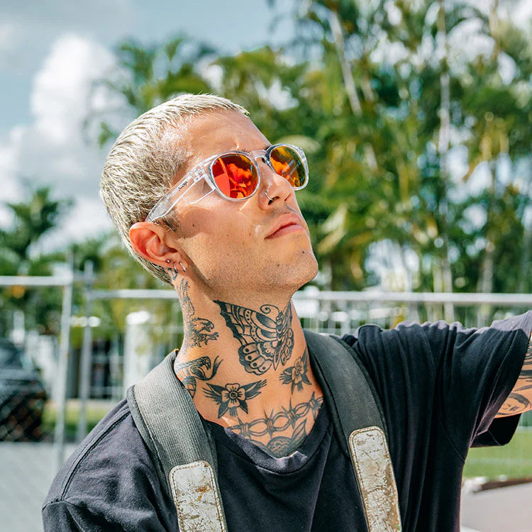 SafeStyle Cruisers Clear Frame Mirrors Red Polarised Lens Safety Spec