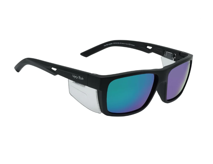 Ugly Fish Comet Matte Black Frame Polarised Green Mirror Lens Safety Spec