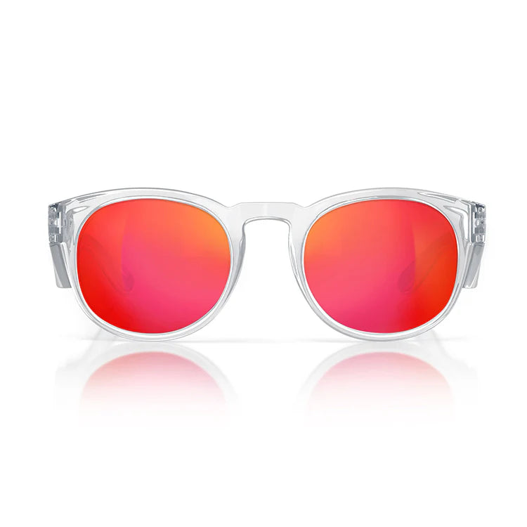 SafeStyle Cruisers Clear Frame Mirrors Red Polarised Lens Safety Spec