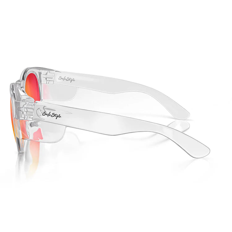 SafeStyle Cruisers Clear Frame Mirrors Red Polarised Lens Safety Spec