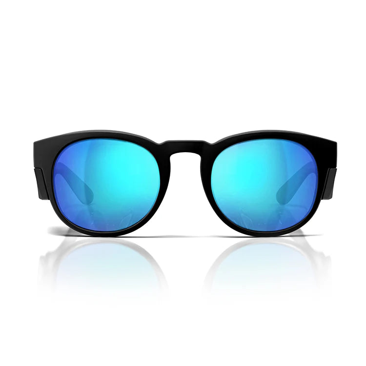 SafeStyle Cruisers Matt Black Frame Mirrors Blue Polarised Lens Safety Spec