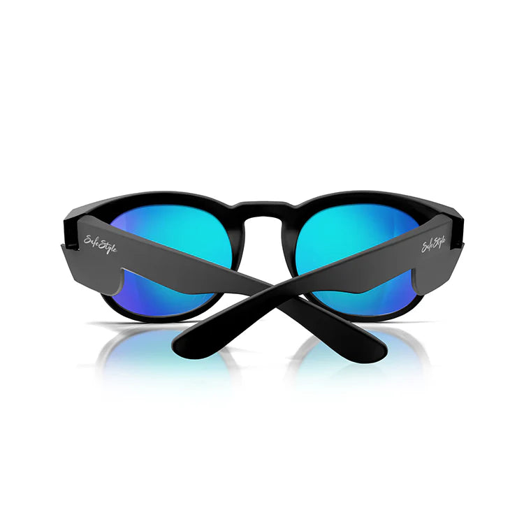 SafeStyle Cruisers Matt Black Frame Mirrors Blue Polarised Lens Safety Spec