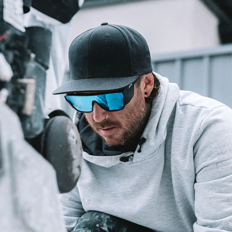 SafeStyle Primes Matt Black Frame Reflectors Blue Lens Safety Spec