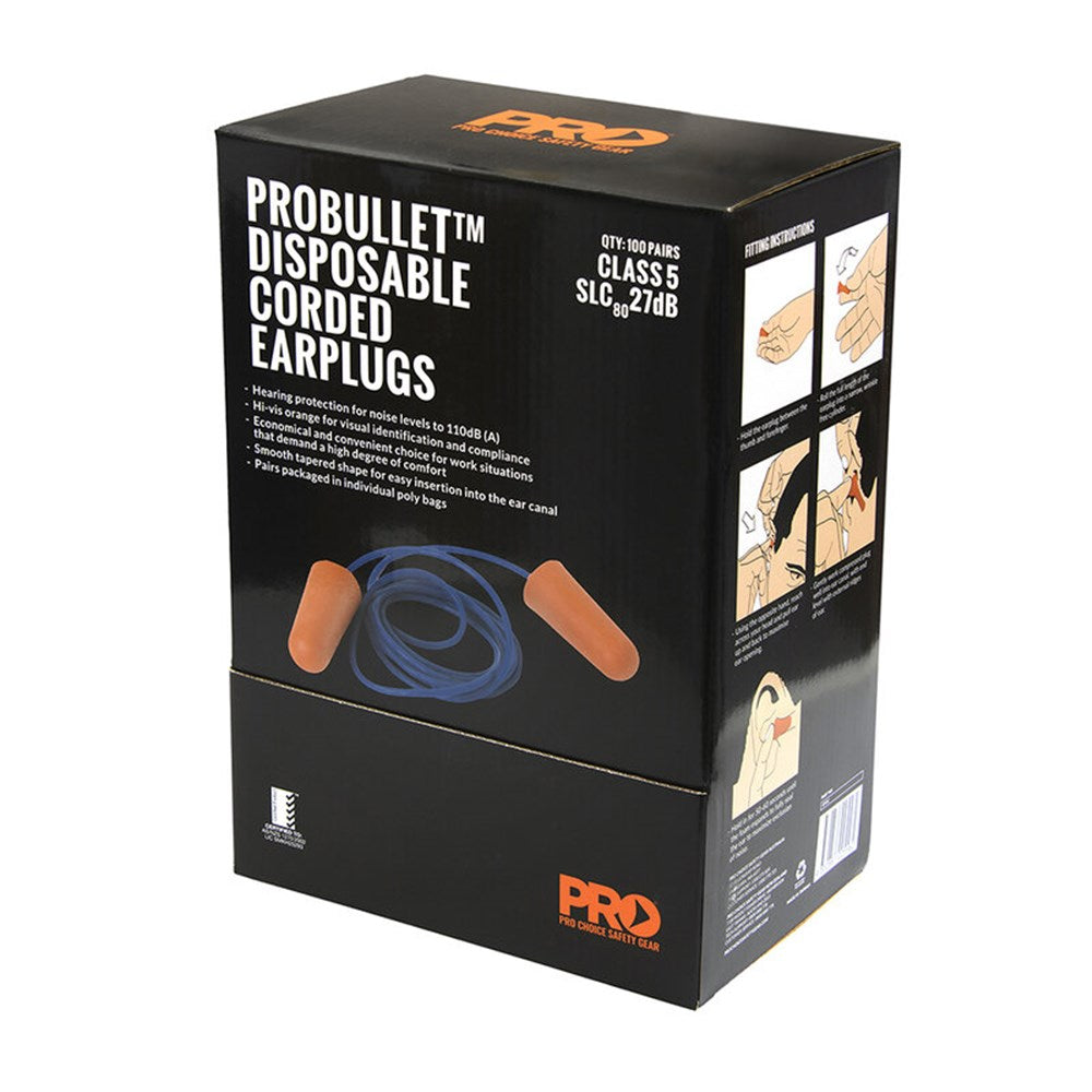ProChoice Probullet Disposable Earplugs Corded