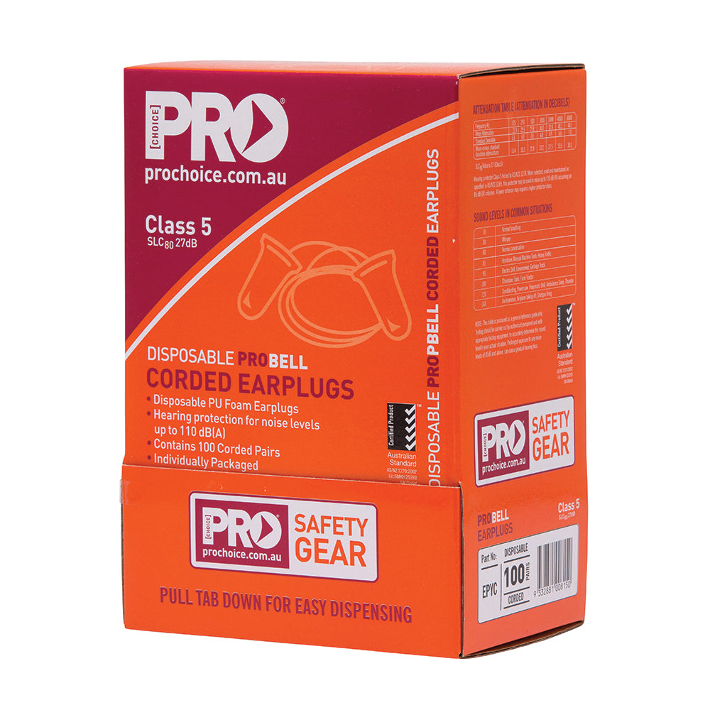 ProChoice Probell Disposable Corded Earplugs Corded