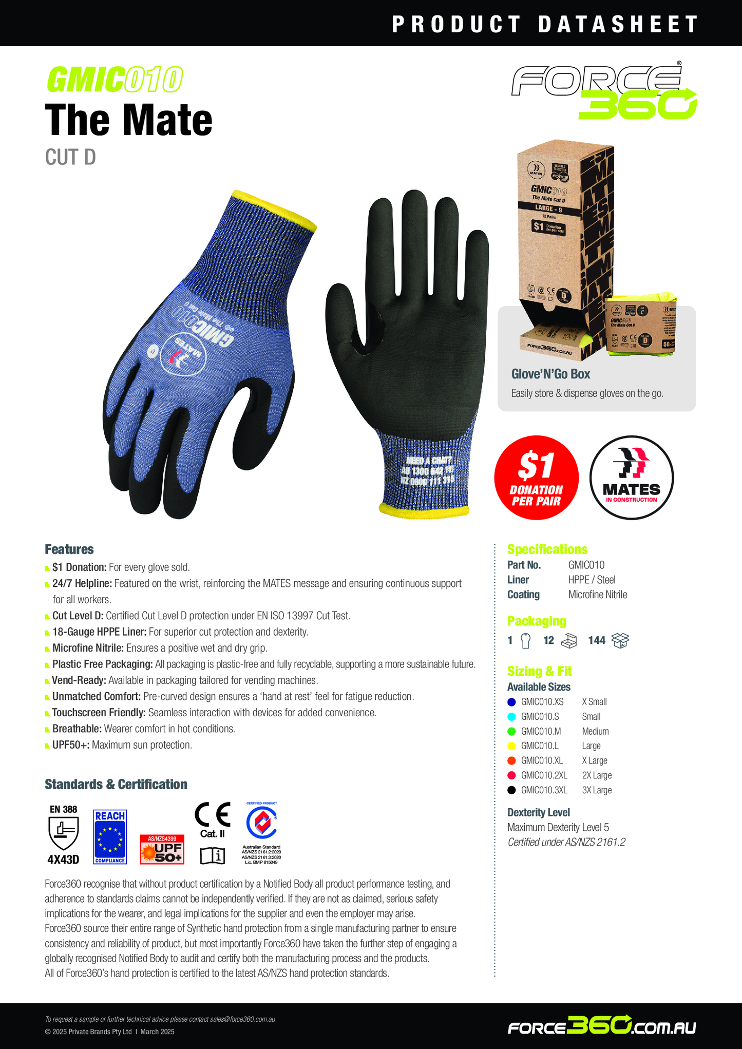 Force360 The Mate Cut D 18-Gauge Nitrile Coated Glove