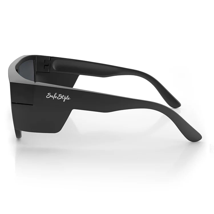 SafeStyle Primes Matt Black Frame Reflectors Blue Lens Safety Spec