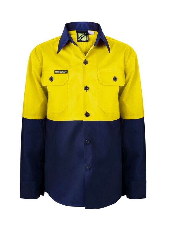 Workcraft Kids HiVis Cotton Drill Shirt