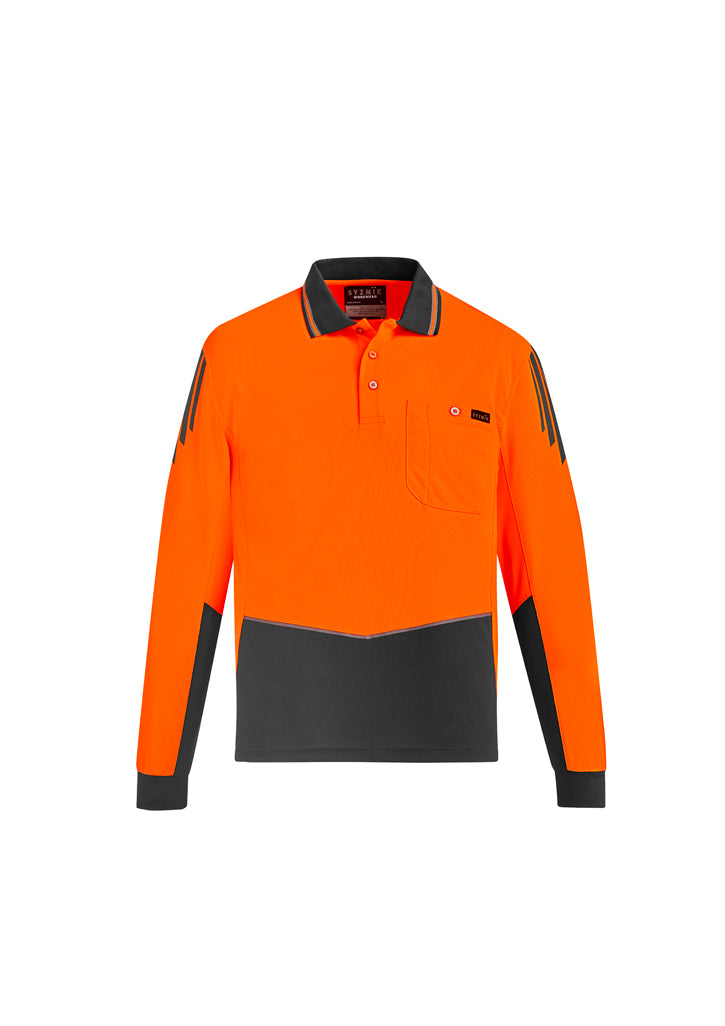 Syzmik Flux HiVis Microfibre Long Sleeve Polo - ZH310