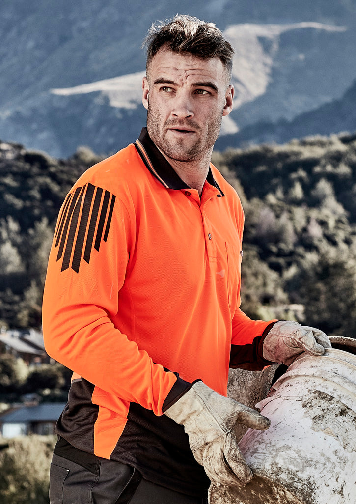 Syzmik Flux HiVis Microfibre Long Sleeve Polo - ZH310