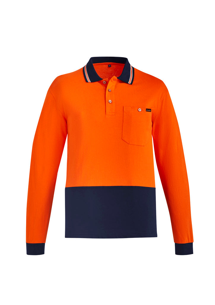 Syzmik Mens HiVis Cotton Long Sleeve Polo - ZH430