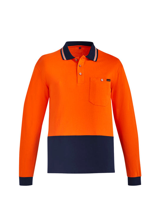 Syzmik Mens HiVis Cotton Long Sleeve Polo - ZH430