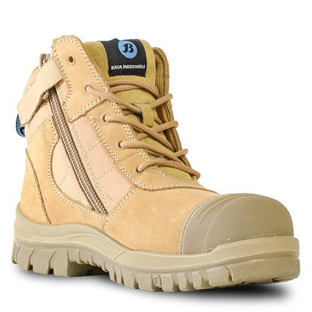 Bata Zippy Zip Sided Safety Boot - Wheat