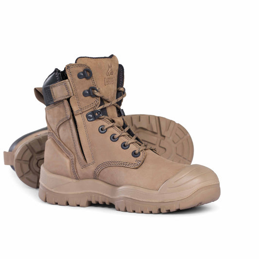 Mongrel 561060 High Ankle Zip-Sided Safety Boot w/ Scuff Cap - Stone Suede
