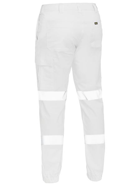 Bisley Night White Taped Biomotion Stretch Cotton Drill Cargo Cuffed Pants
