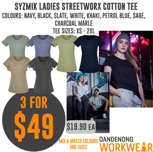 BUNDLE BUYS - 3 x Syzmik Ladies Streetworx Modern Fit Cotton Tee - ZH735
