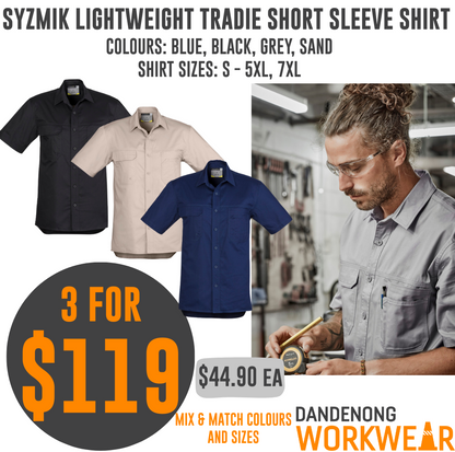 BUNDLE BUYS - 2 x Syzmik Tradie Lightweight Short Sleeve Shirt