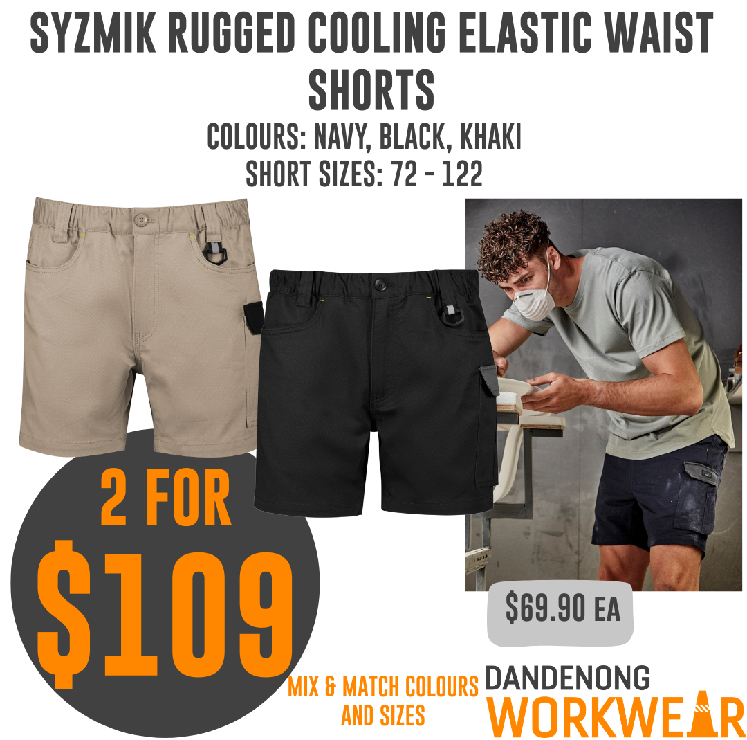 BUNDLE BUYS - 2 x Syzmik Rugged Cooling Elastic Waist Stretch Short - ZS607