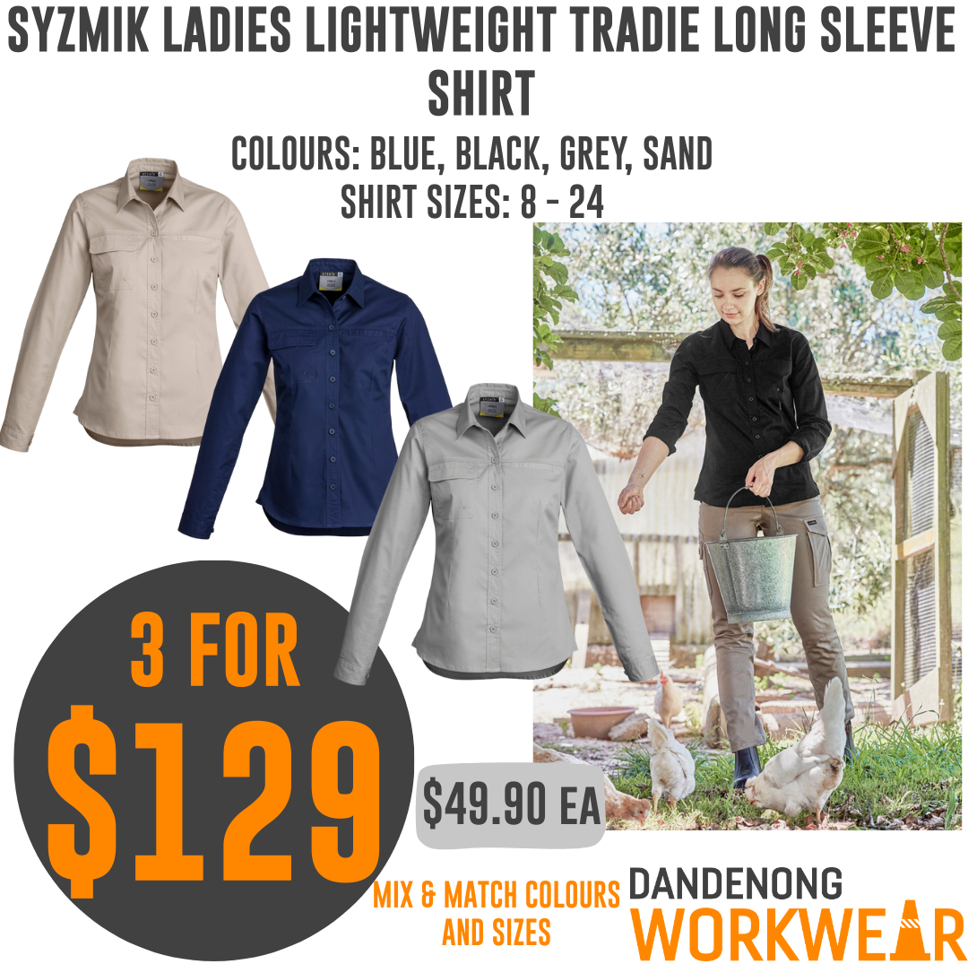 BUNDLE BUYS - 2 x Syzmik Ladies Tradie Lightweight Long Sleeve Shirt - ZWL121