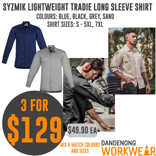 BUNDLE BUYS - 2 x Syzmik Tradie Lightweight Long Sleeve Shirt - ZW121