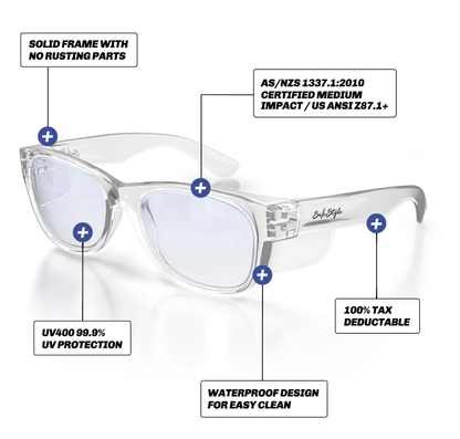 SafeStyle Classics Clear Frame Blue Light Blocking Lens Safety Spec