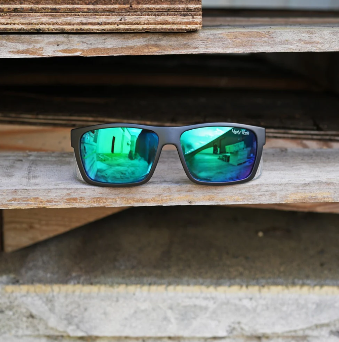 Ugly Fish Comet Matte Black Frame Polarised Green Mirror Lens Safety Spec