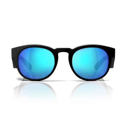 SafeStyle Cruisers Matt Black Frame Mirrors Blue Polarised Lens Safety Spec