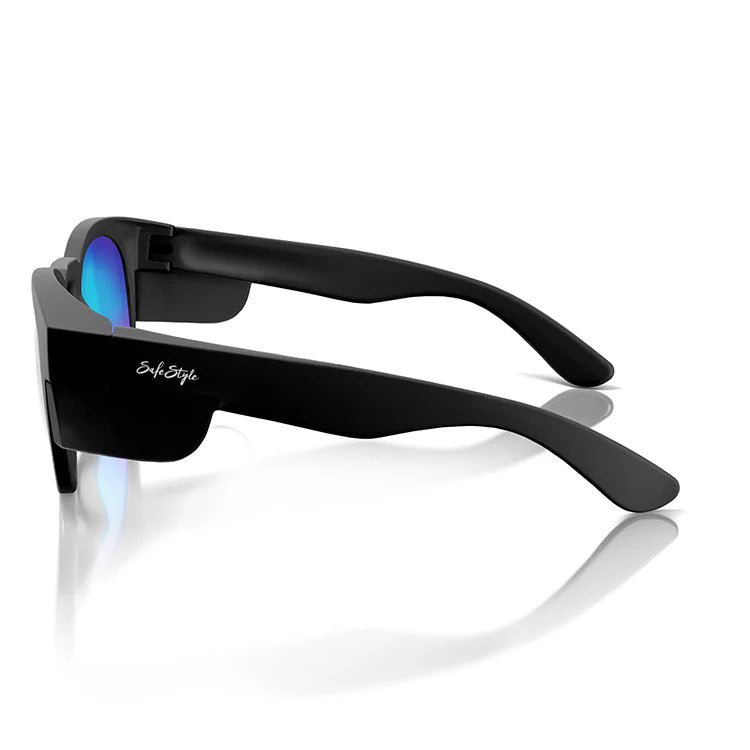 SafeStyle Cruisers Matt Black Frame Mirrors Blue Polarised Lens Safety Spec