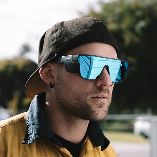 SafeStyle Primes Matt Black Frame Reflectors Blue Lens Safety Spec