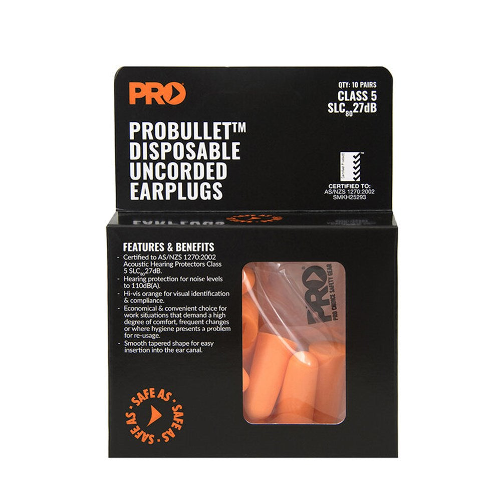 ProChoice Probullet Disposable Uncorded Earplugs - 10 Pack