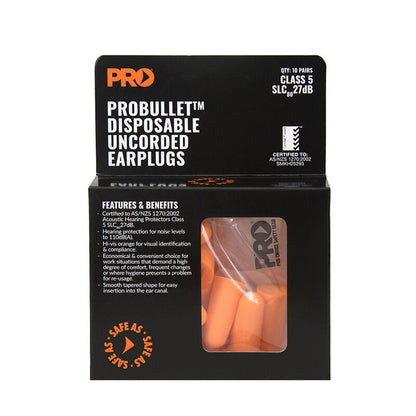 ProChoice Probullet Disposable Uncorded Earplugs - 10 Pack