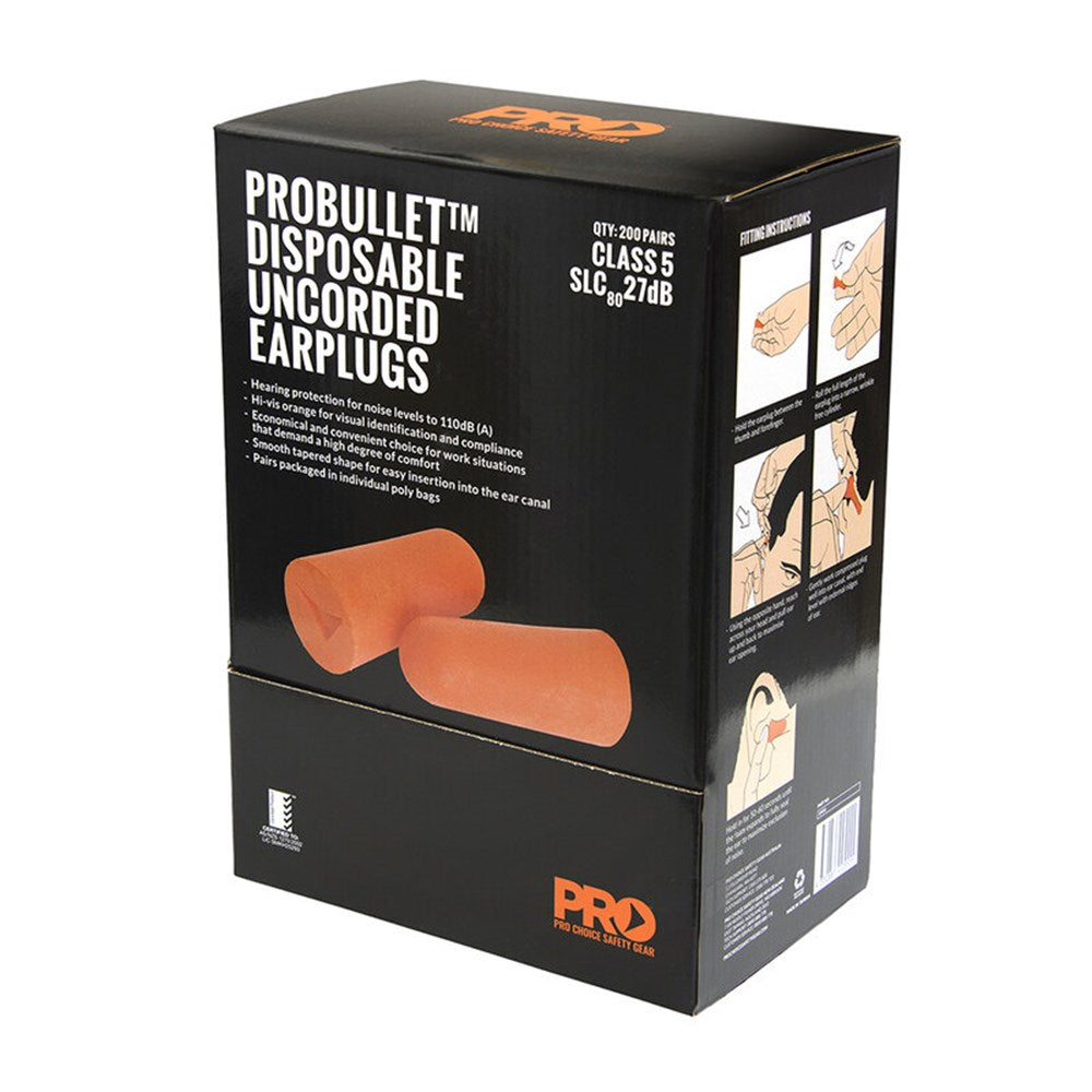 ProChoice Probullet Disposable Uncorded Earplugs Uncorded 