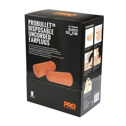 ProChoice Probullet Disposable Uncorded Earplugs Uncorded 