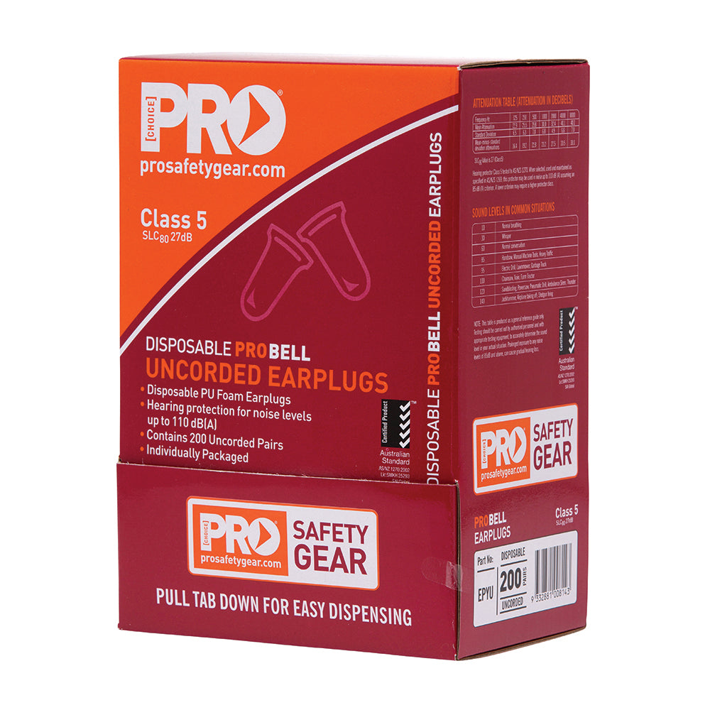ProChoice Probell Disposable Uncorded Earplugs Uncorded 