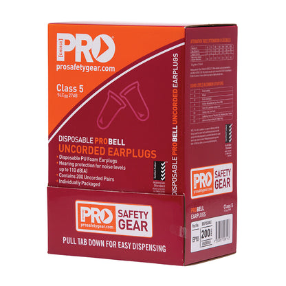 ProChoice Probell Disposable Uncorded Earplugs Uncorded 