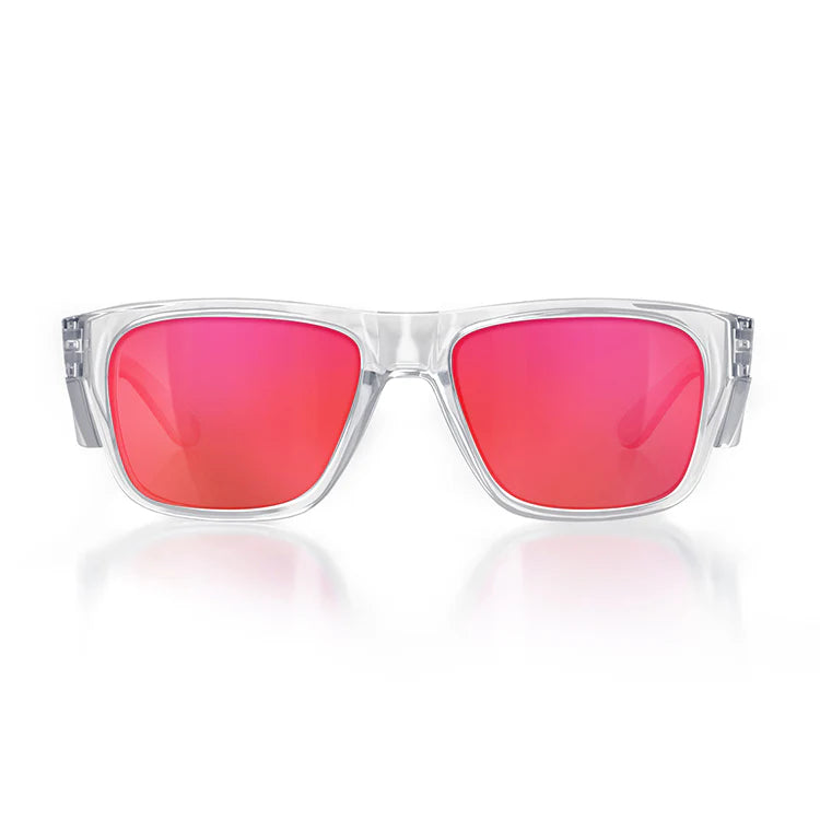 SafeStyle Fusion Clear Frame Mirrors Red Polarised Lens Safety Spec