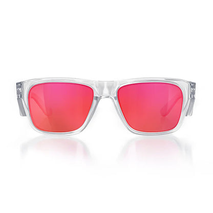 SafeStyle Fusion Clear Frame Mirrors Red Polarised Lens Safety Spec