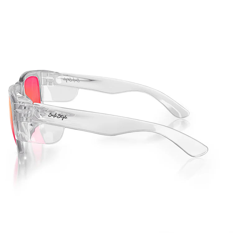 SafeStyle Fusion Clear Frame Mirrors Red Polarised Lens Safety Spec