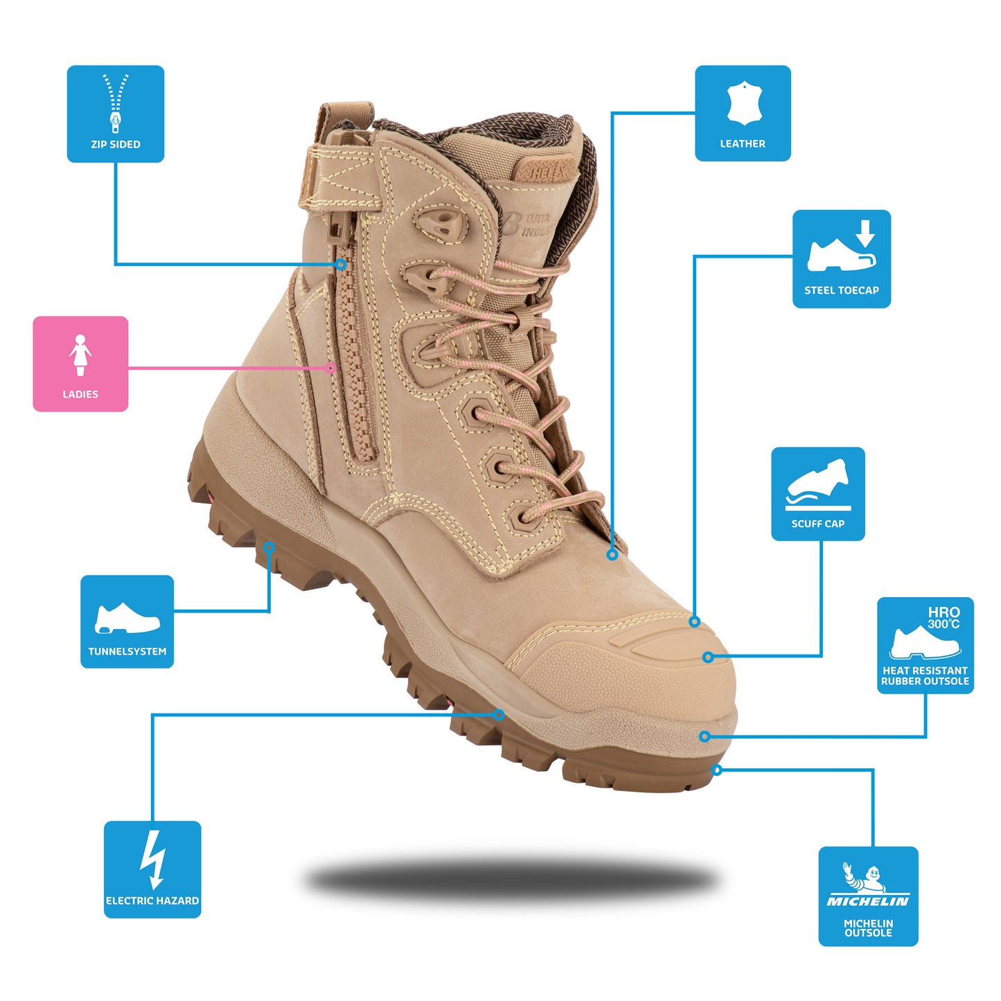 Bata Helix Ultra Mallee Ladies Safety Boot - Sand