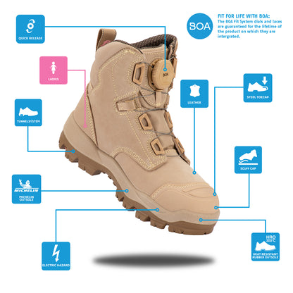 Bata Helix Ultra Yarra Ladies BOA Safety Boot - Sand