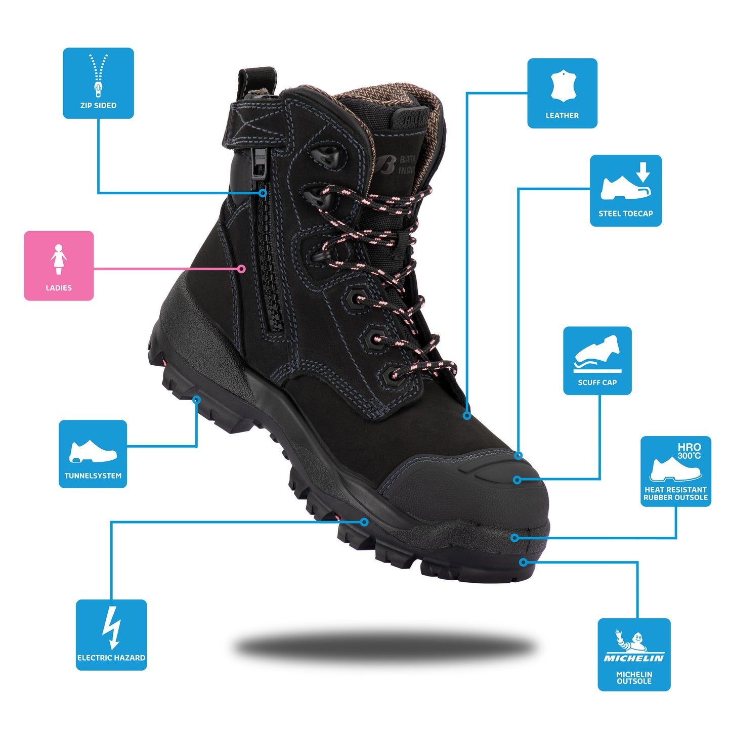 Bata Helix Ultra Mallee Ladies Safety Boot - Black