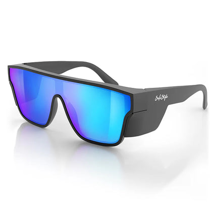 SafeStyle Primes Matt Black Frame Reflectors Blue Lens Safety Spec