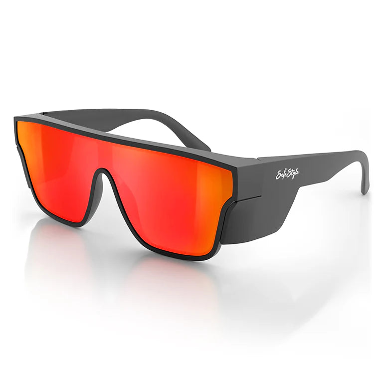 SafeStyle Primes Matt Black Frame Reflectors Red Lens Safety Spe