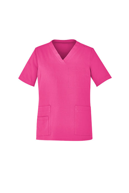 Biz Care Unisex Pink V-Neck Scrub Top