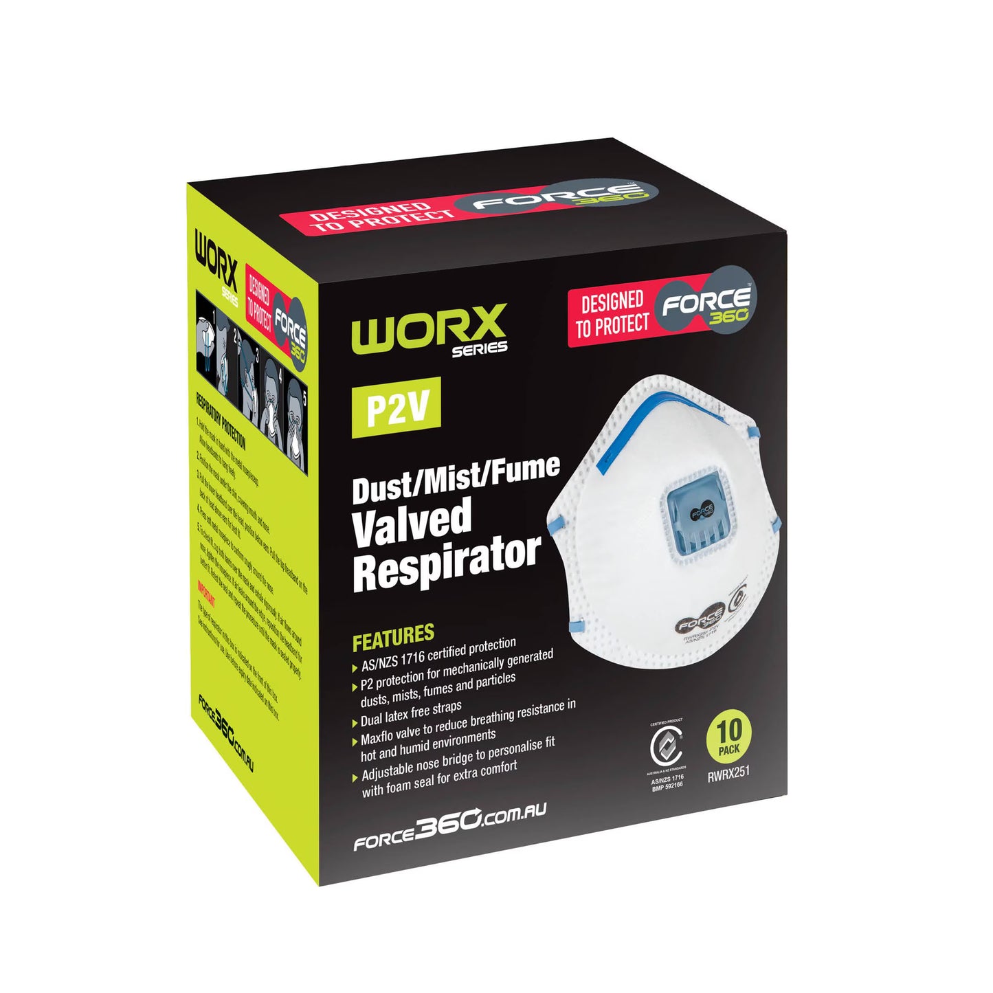 Force360 P2V Valved Disposable Respirator