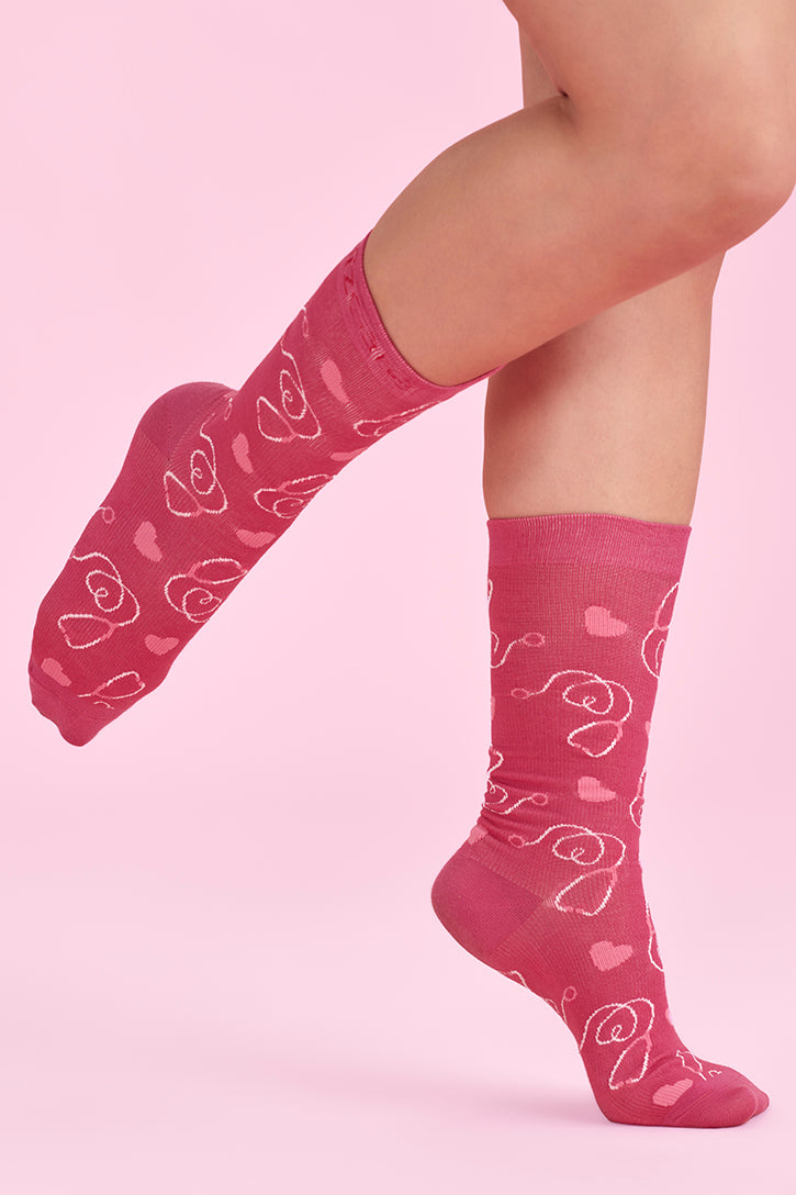 Biz Care Unisex Happy Feet Pink Socks