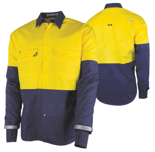 TruBrands Lightweight Vented Hi-Vis Drill Shirt with Graphex® Cut Resistant Sleeve