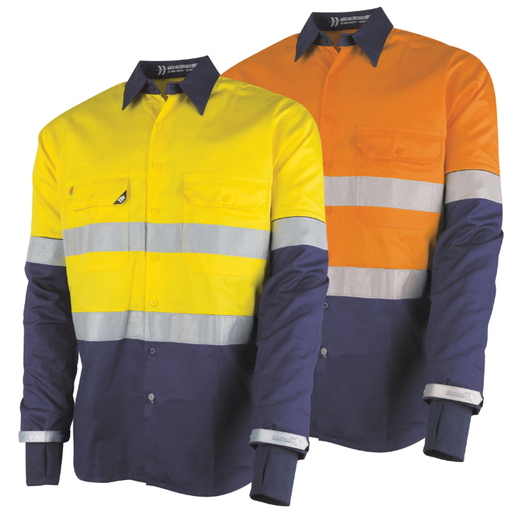 TruBrands Lightweight Vented Taped Hi-Vis Drill Shirt with Graphex® Cut Resistant Sleeve