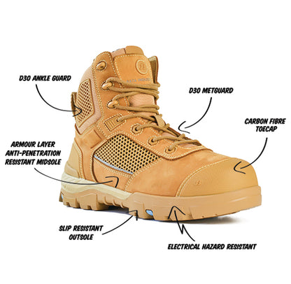Bata Avenger Zip Sided Safety Boot - Wheat