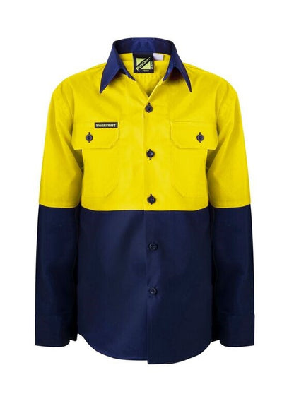 Workcraft Kids HiVis Cotton Drill Shirt